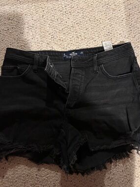 Hollister Black Frayed Denim Shorts